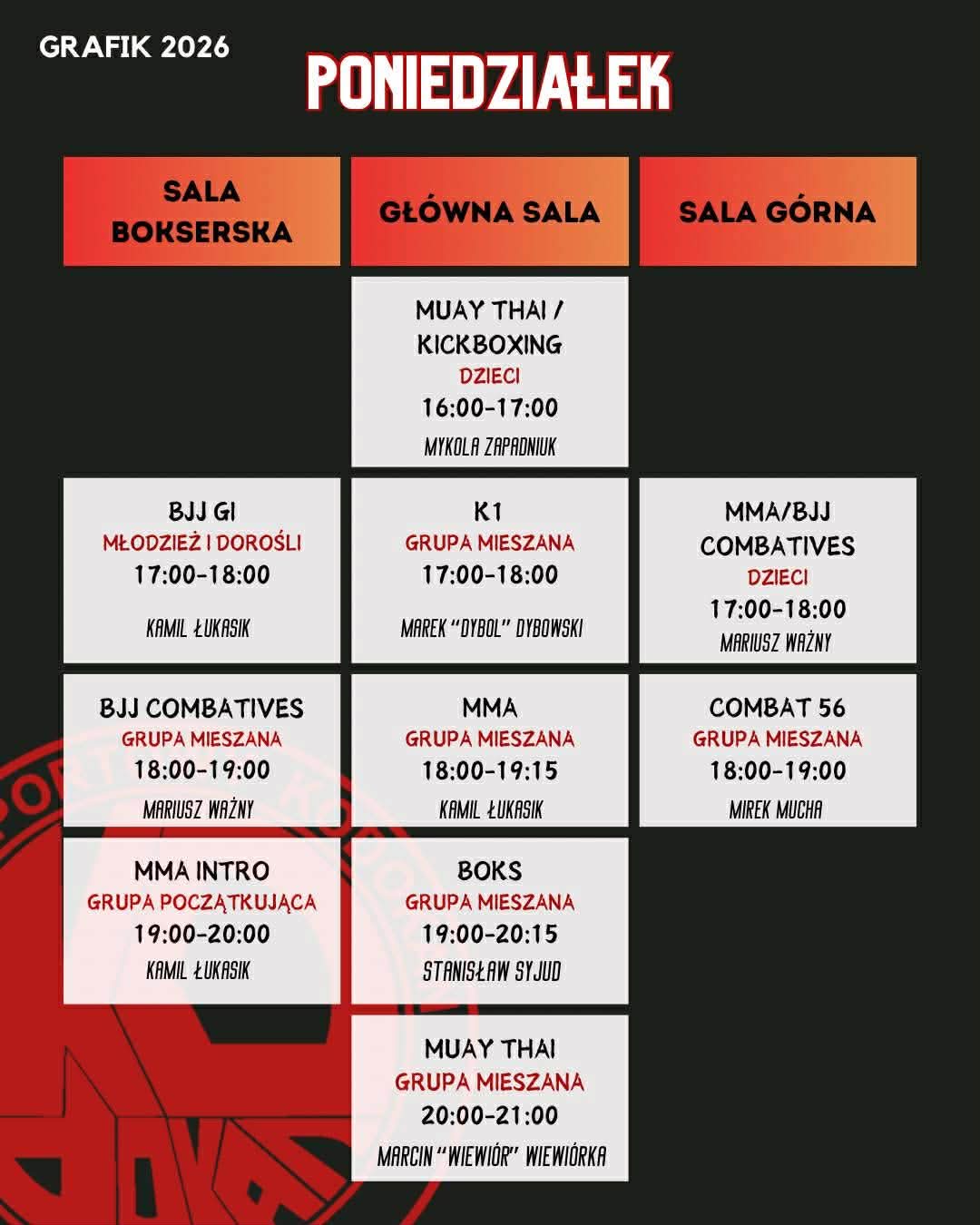 grafik poniedziałek