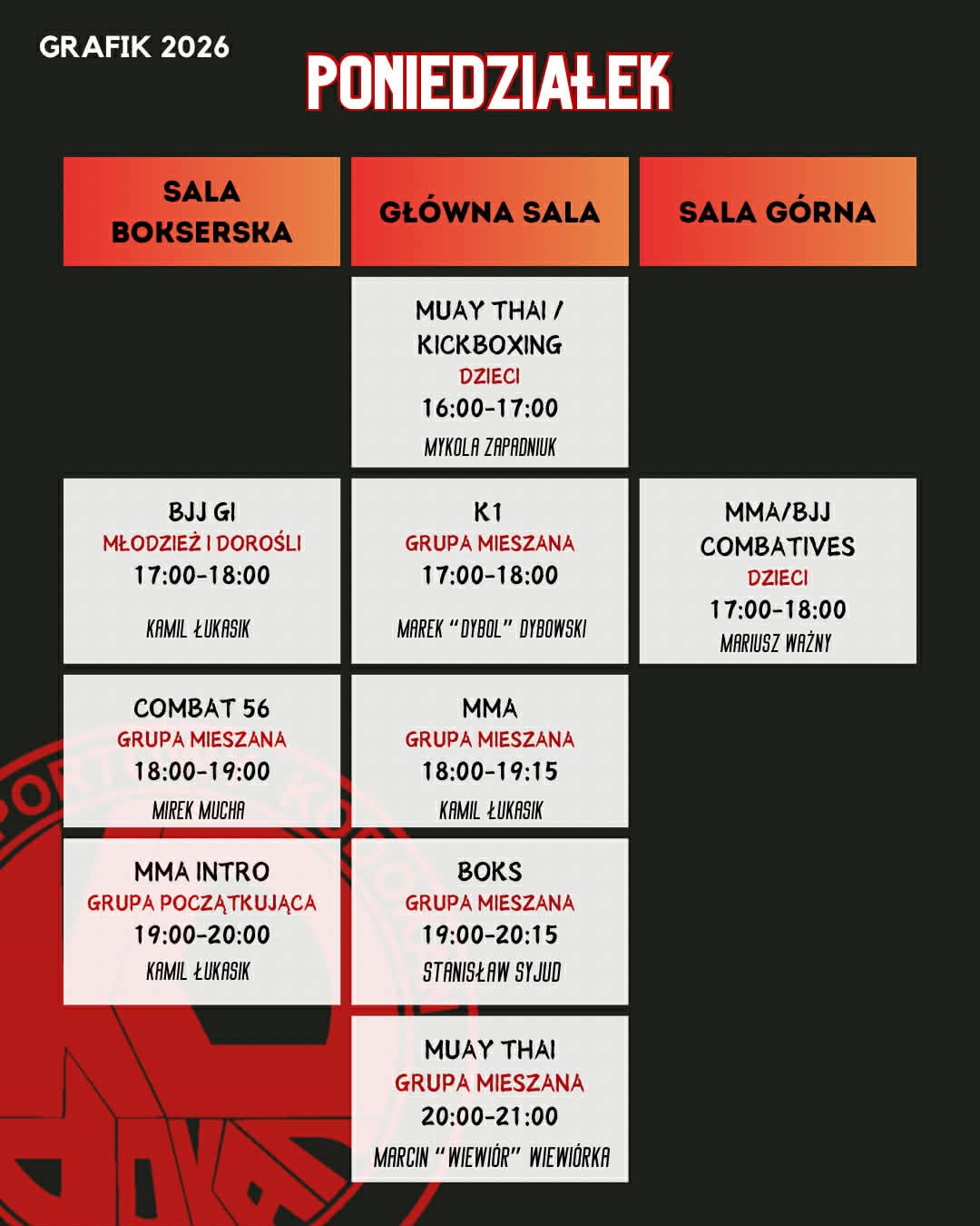 grafik poniedziałek